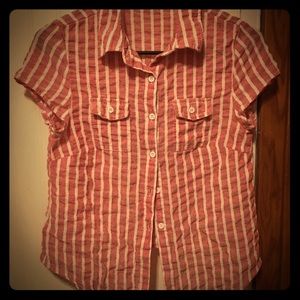 red and white stripe tie front button up